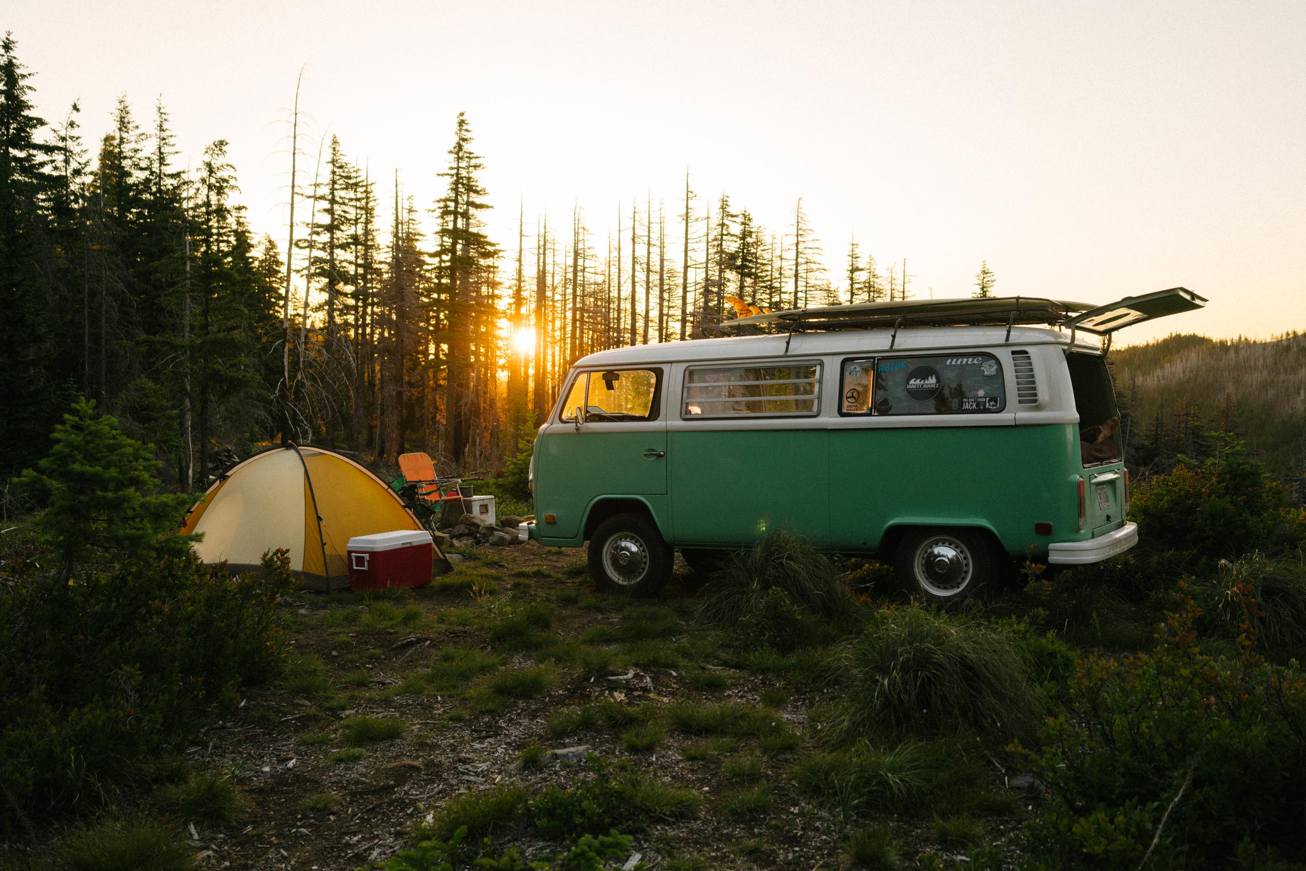 VW camping in Mt. Hood National Forest