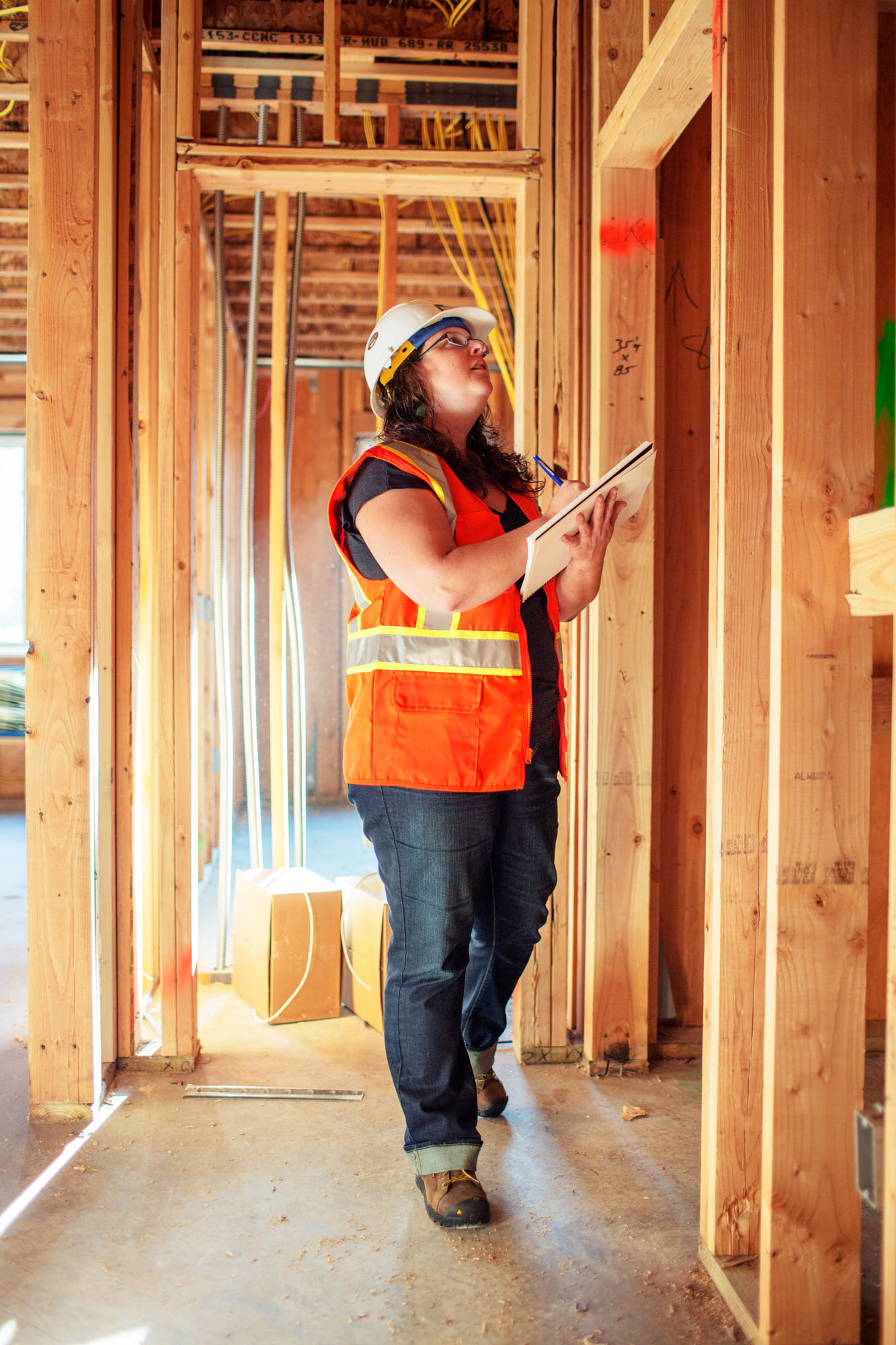 Woman working on construction site