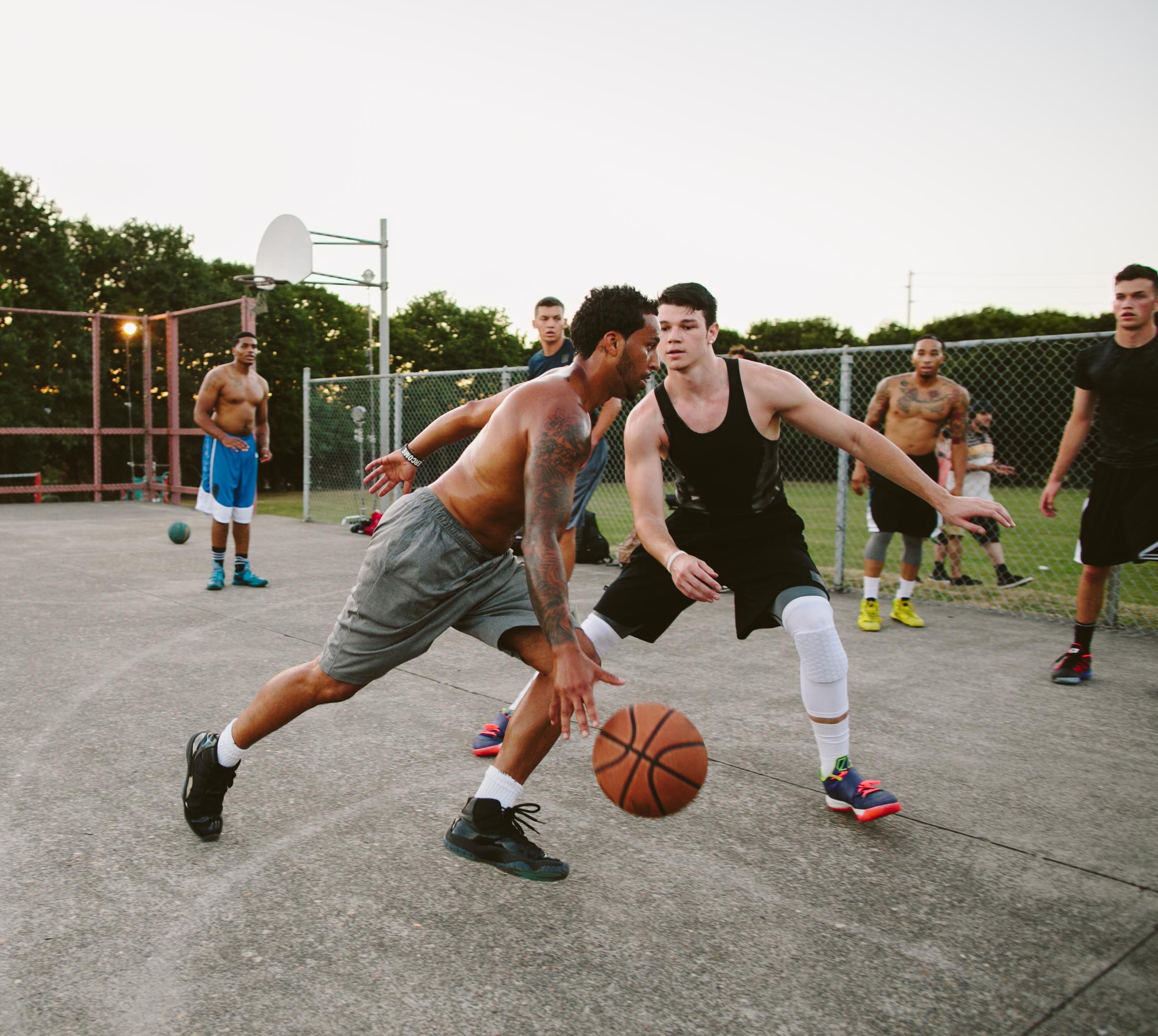 Friend plays basketball. Guy playing Basketball. Pick up Basketball automatically.